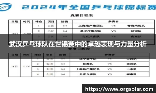 武汉乒乓球队在世锦赛中的卓越表现与力量分析