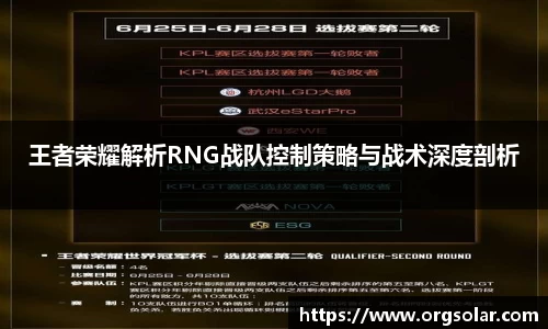 王者荣耀解析RNG战队控制策略与战术深度剖析
